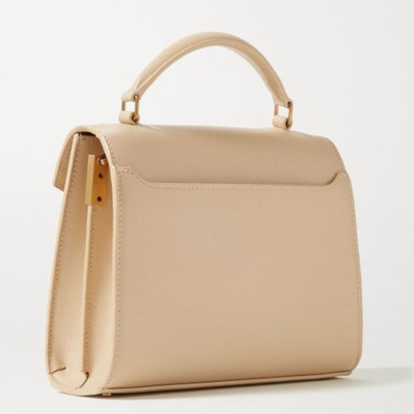 Saint Laurent Cassandre Mini Textured-leather Beige Leather Tote - Picture 3 of 8